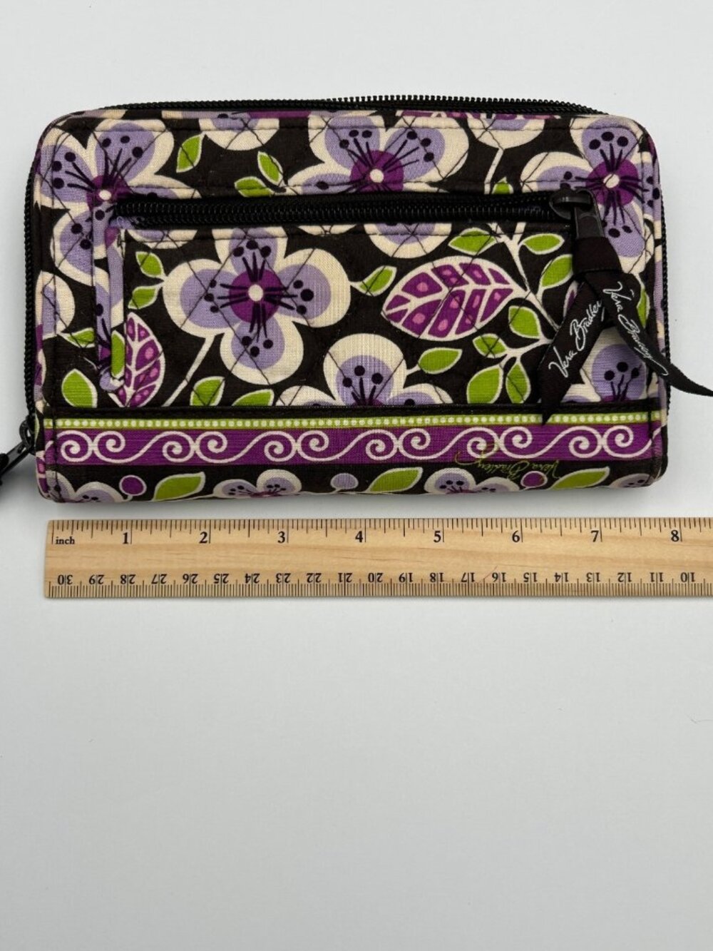 VERA BRADLEY Ziparound Wallet Plum Petals Purple Floral Quilted Cotton Organizer - Picture 8 of 10